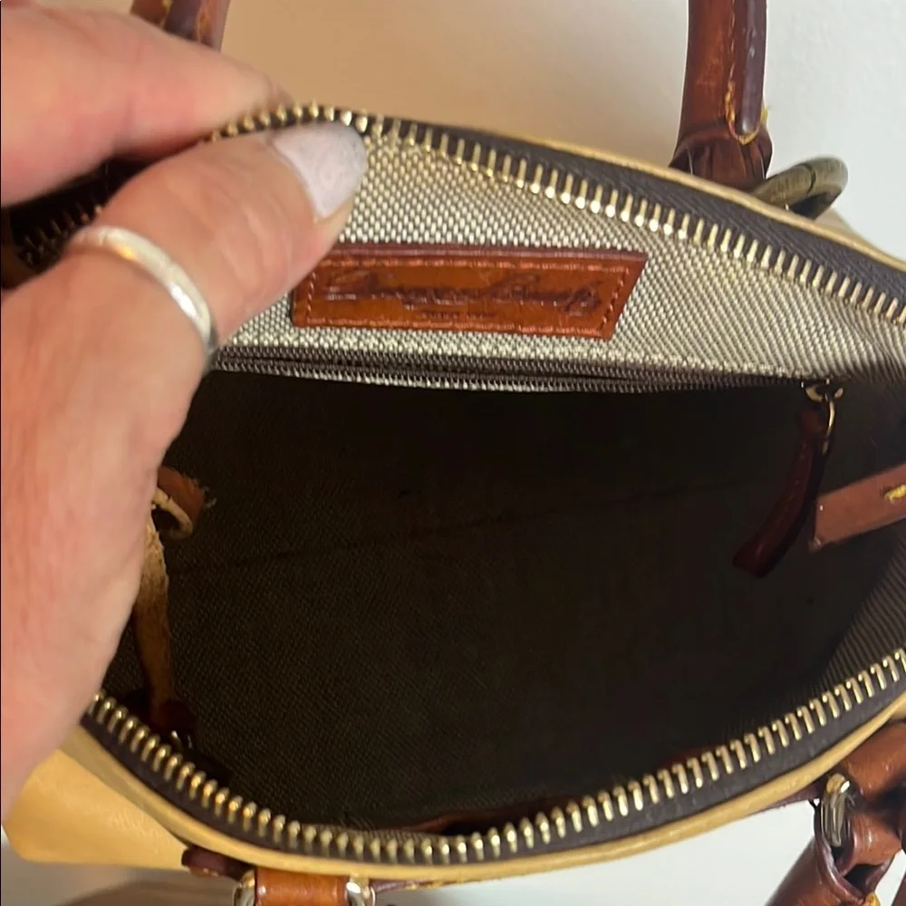 Dooney & Bourke Tan and Brown Satchel with Structured Design - Picture 11 of 13